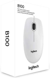 LOGITECH B100, USB Kablolu, 1000dpi, Optik, 3 Tuşlu, Beyaz Mouse 910-003360
